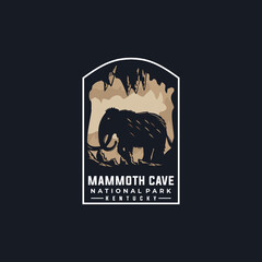 Mammoth Cave national park vector template. kentucky america landmark graphic illustration in emblem patch sticker style.