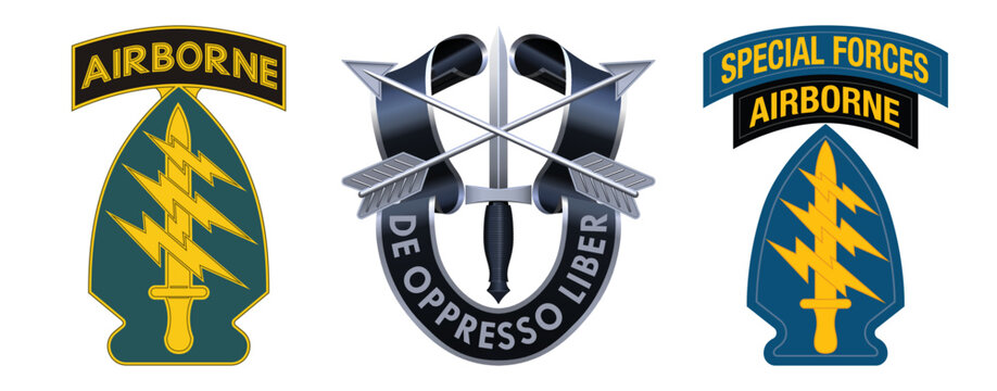 Vector patch of the 1st Special Forces Command Airborne Green Berets. Distinctive unit insignia. Special Forces patch