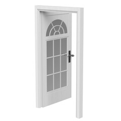3d rendering illustration of an half Moon casement window door