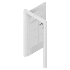 3d rendering illustration of an half Moon casement window door