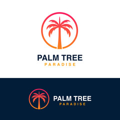 palm tree paradise vector template. summer beach theme graphic illustrations.