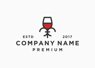 Fleur de lis with wine glass logo design vector illustration template © putri syakilla