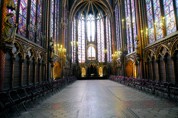 Sainte-Chapelle, Oberkapelle, Detail Malerei, Hochgotik, Paris, Frankreich, Europa