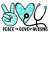 Peace Love Nursing. Inspirational quote. Isolated on transparent background.
