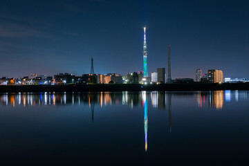 東京都 葛飾あらかわ水辺公園からの東京スカイツリー 開業10周年記念特別ライティング 最優秀賞作品