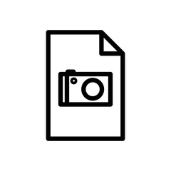 Paper document line icon illustration with camera. icon related to image document, file image. Simple vector design editable. Pixel perfect at 32 x 32