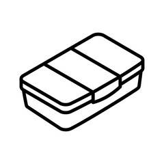 Plastic lunchbox icon. Meal box. Pictogram isolated on a white background.