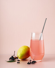 Elderberry drink, cocktail with pear.