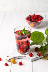 Detox water raspberry mint. Cool drink in the heat