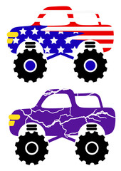 Truck bundle. Auto clipart. USA flag print. Isolated on transparent background.	Vector file
