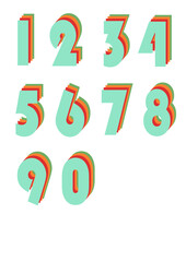 Set of numbers Vintage art. Isolated on transparent background.	