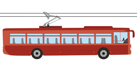 Fototapeta na wymiar Red city trolleybus. vector illustration
