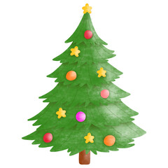 funny Christmas tree watercolor clipart