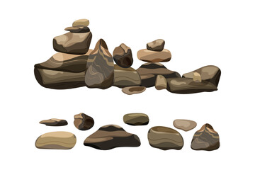 Collection of stones of various shapes.Coastal pebbles,cobblestones,gravel,minerals and geological formations.Rock fragments,boulders and building material.
