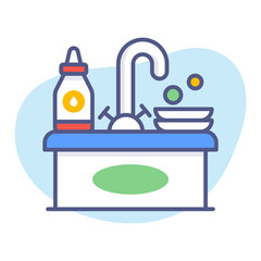 kitchen sink washing Modern concepts design, Premium quality vector illustration concept. Vector symbol.