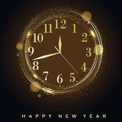 Obraz na płótnie Canvas 2023 Happy New Year and Merry Christmas card with golden watch. Vector