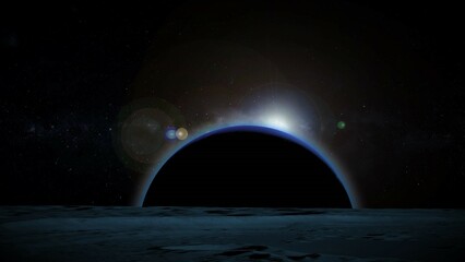Dark side of Neptune, view from the moon Triton