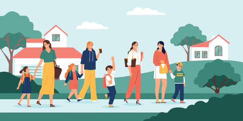 Mom Baby Group Walking Background