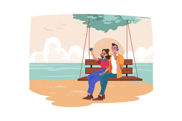 Fototapeta premium Couple In Love Illustration concept on white background