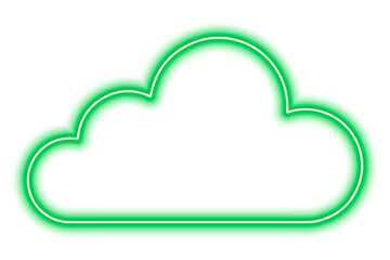 Green neon cloud isolated on white. Linear contour. Weather
