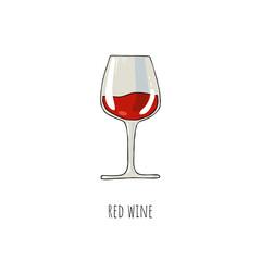 Mediterranean diet foods background sketch glass of red wine isolated on white background