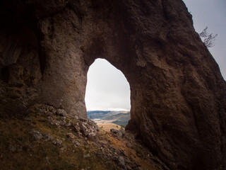Photograph of the Cueva de los Pilares in the municipality of Añon del Moncayo, an incredible place next to the top of Moncayo, Aragon. Spain.
