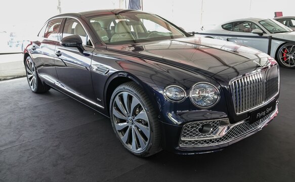 Closeup Of A Luxurious Black Car Bentley Flying Spur