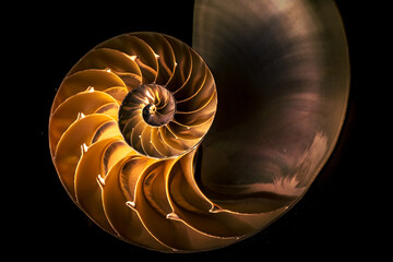 nautilus shell with spiral shape - Powered by Adobe