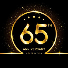 65th Anniversary. Golden Anniversary template design for celebration event, invitation card, greeting card, flyer, banner, poster, vector illustration