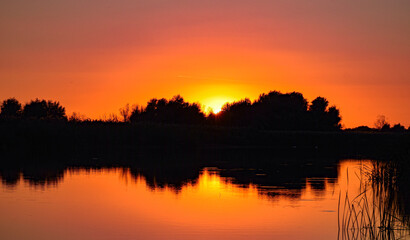 Fototapeta premium Sunset in Danube Delta