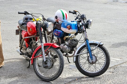 Various classic motorcycles from various manufacturers Vespa, Zundapp, Famel XF, Piaggio, Sachs V5
