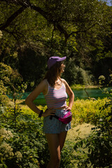 A girl in Blue eye forest, Albania, Saranda