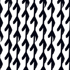 Brush curves seamless pattern. Freehand stripes print. Wavy linear background. Simple geometric motif. Lines image. Ethnic digital paper. Repeated waves print. Trendy ikat design. Vector art.