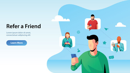 Refer a Friend Men Character Landing Concept