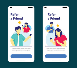 Refer a Friend Mobile Apps Concept Illustration