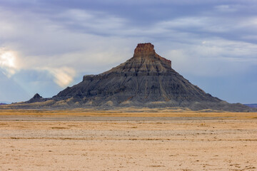 Factory Butte in Utah at sunset