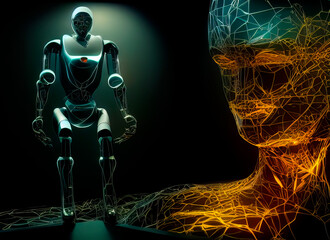 Robots. Futuristic interpretation Future 2025.Generation of robots. Virtual reality. Golden Collection.