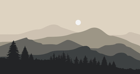 gray gradient forest mountain background