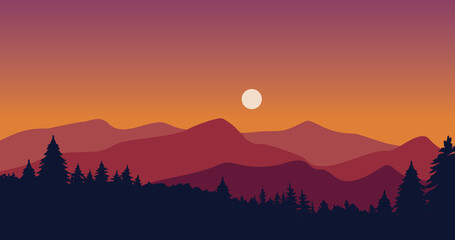 dark twilight gradation forest mountain overlay background