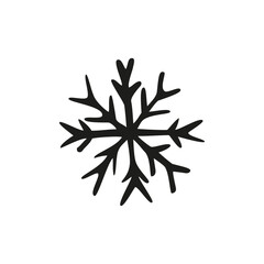snowflake black and white christmas doodle minimalism cute design, scandinavian monochrome, hand drawn, single