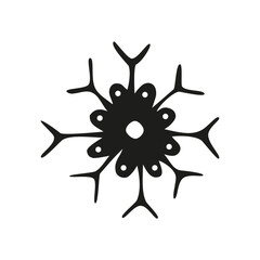 snowflake black and white christmas doodle minimalism cute design, scandinavian monochrome, hand drawn, single