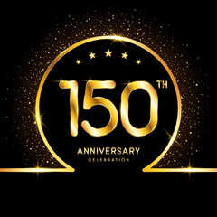 150th Anniversary. Golden Anniversary template design for celebration event, invitation card, greeting card, flyer, banner, poster, vector illustration