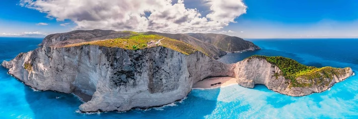 Peel and stick wall murals Navagio Beach,  Zakynthos, Greece Panoramic view of the Navagio beach on a sunny day in Zakynthos island, Greece
