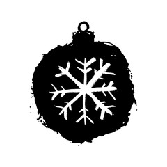 Fototapeta premium Christmas ball icon. Black ink silhouette. Front side view. Vector simple flat graphic hand drawn illustration. Isolated object on a white background. Isolate.