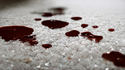 The bleed drop on the white floor
