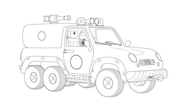 Truck vector - fire rescue water tank zeep