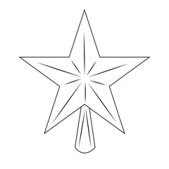 Topper star. Christmas tree top decoration. Symbol of New Year and Christmas.