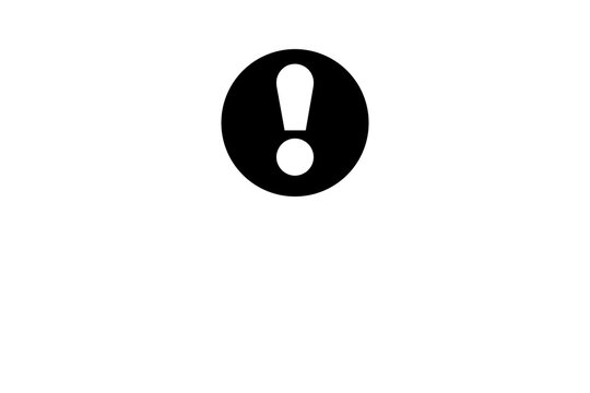 Isolated LCD screen with the service text message: Oops! Something went wrong. Gray tones, big exclamation mark.
