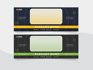 Real estate web banner and social media Facebook cover template