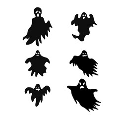 Halloween ghost black and white set 